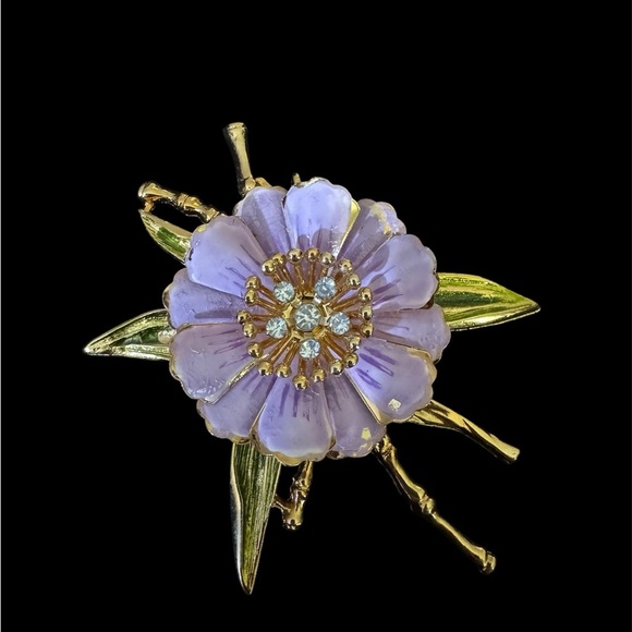Vendome Vintage Purple Flower Brooch - Picture 1 of 4